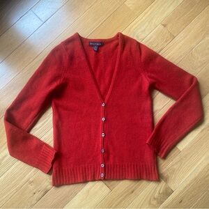 Vintage Hilfiger Red Women's Wool Angora Cardigan Preppy Old Money